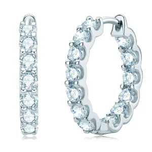 3mm Round Cut Moissanite Clip Hoop Earrings