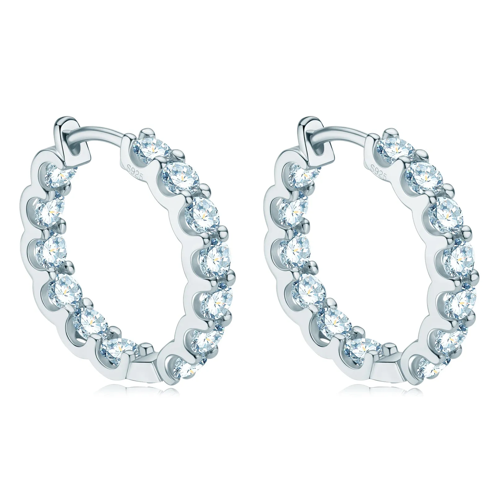 3mm Round Cut Moissanite Clip Hoop Earrings
