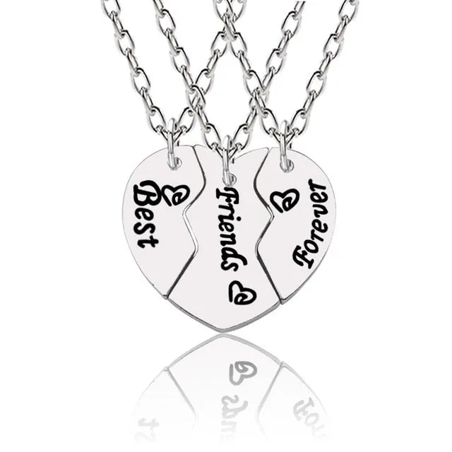 3pcs/set Love Heart Big Little Sis Mom BFF Necklaces