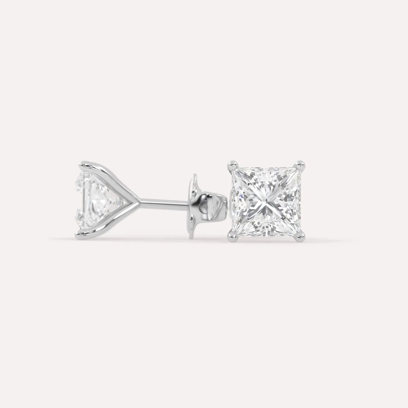 4 carat Princess Diamond Stud Earrings