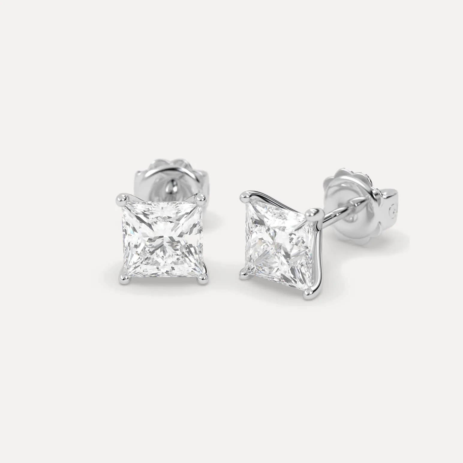 4 carat Princess Diamond Stud Earrings