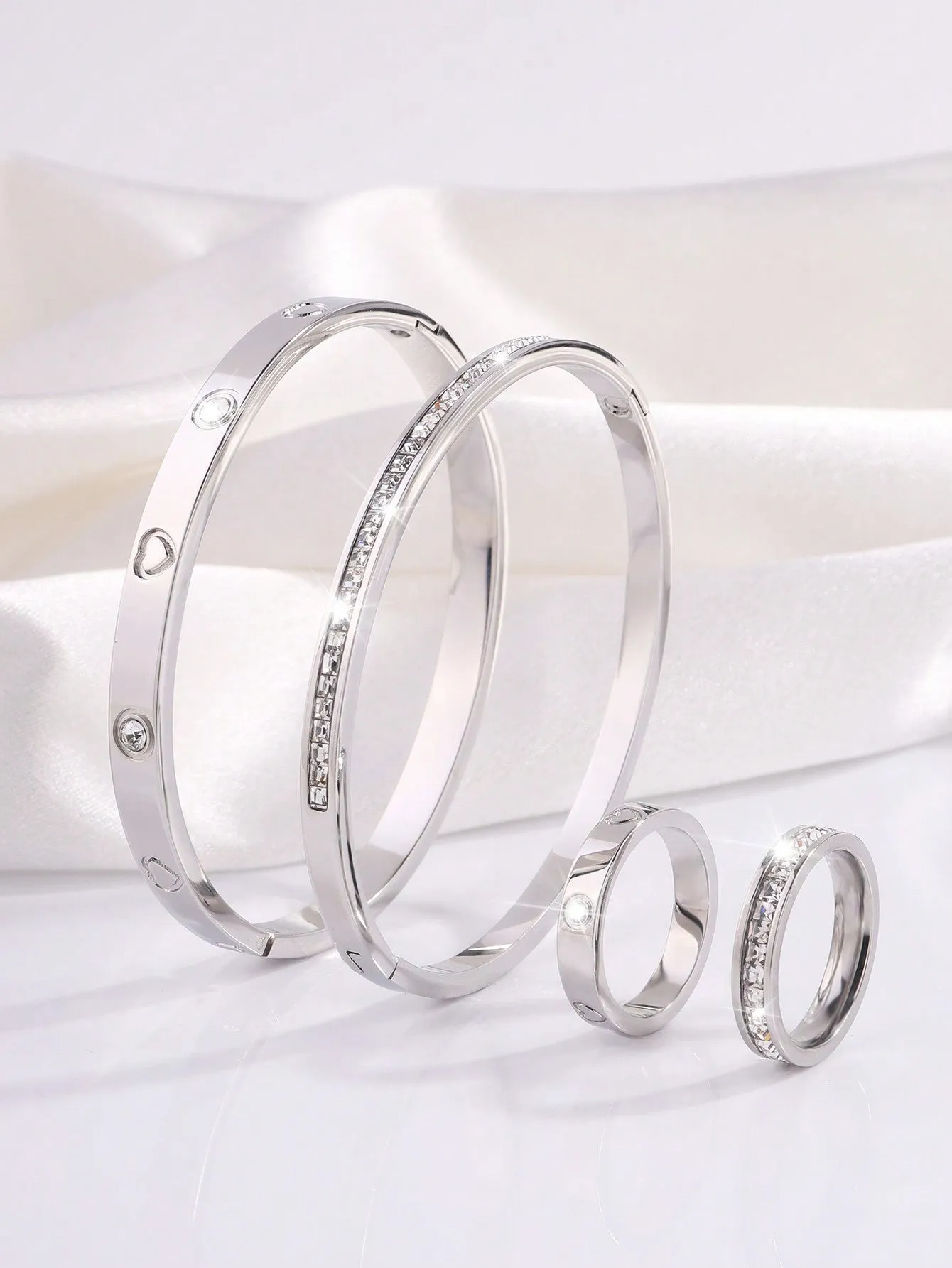 4Pcs Stainless Steel Love Bangle Rings