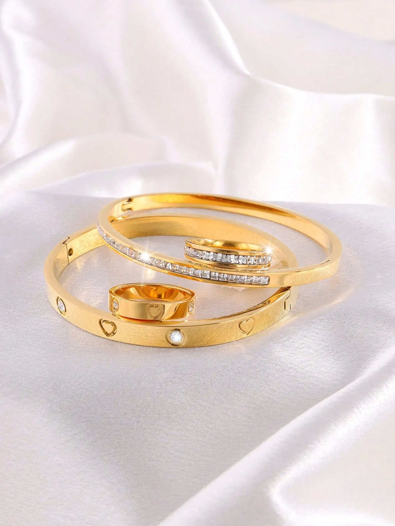 4Pcs Stainless Steel Love Bangle Rings