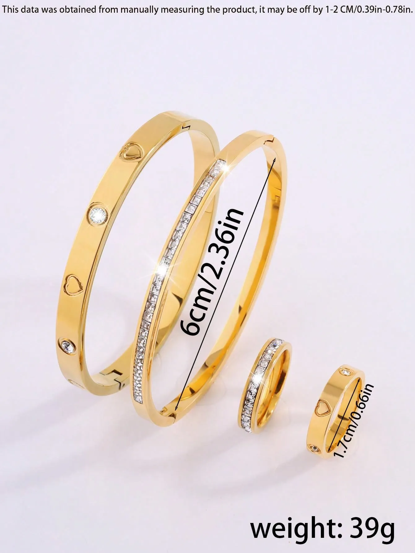 4Pcs Stainless Steel Love Bangle Rings