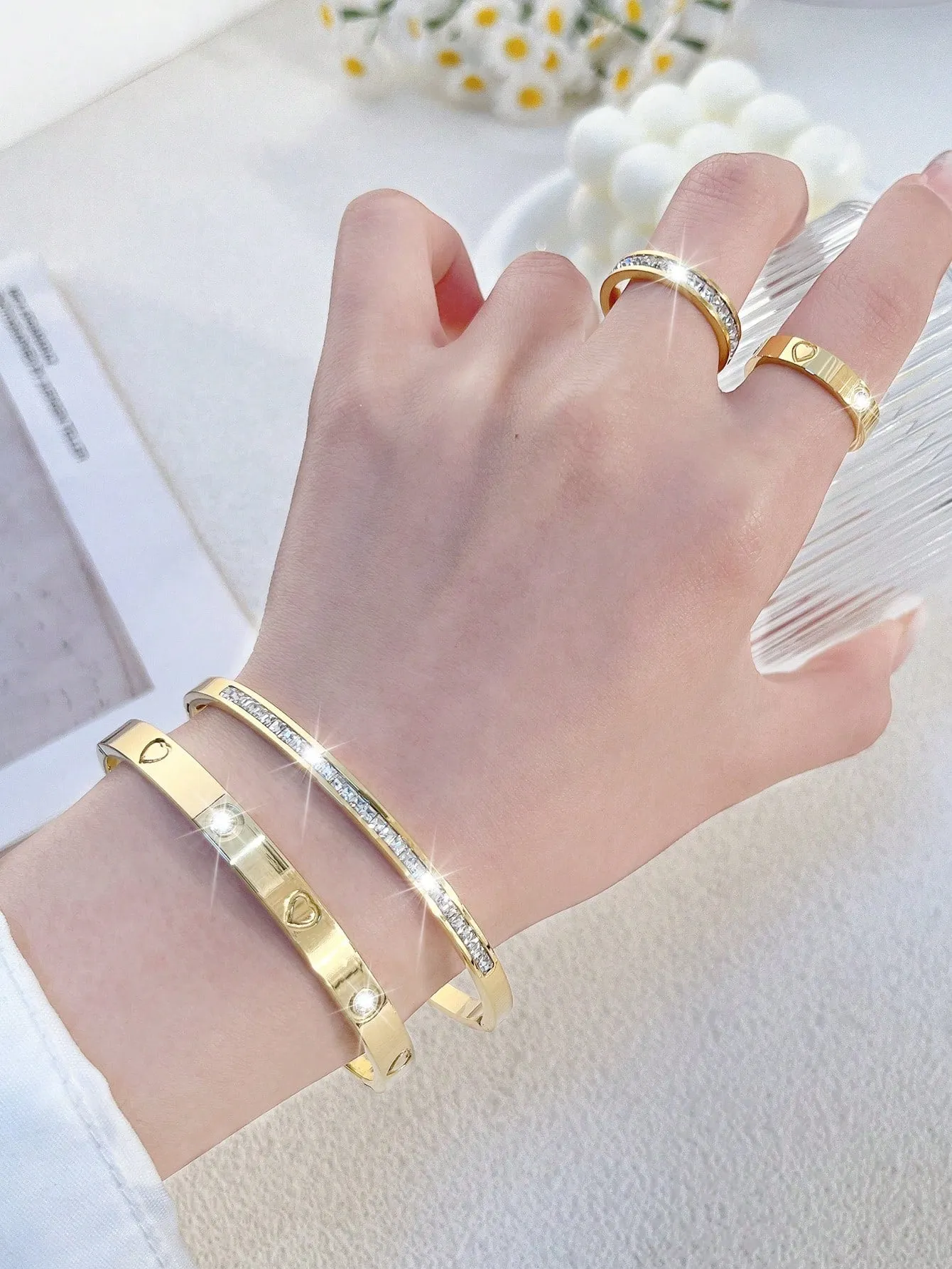 4Pcs Stainless Steel Love Bangle Rings