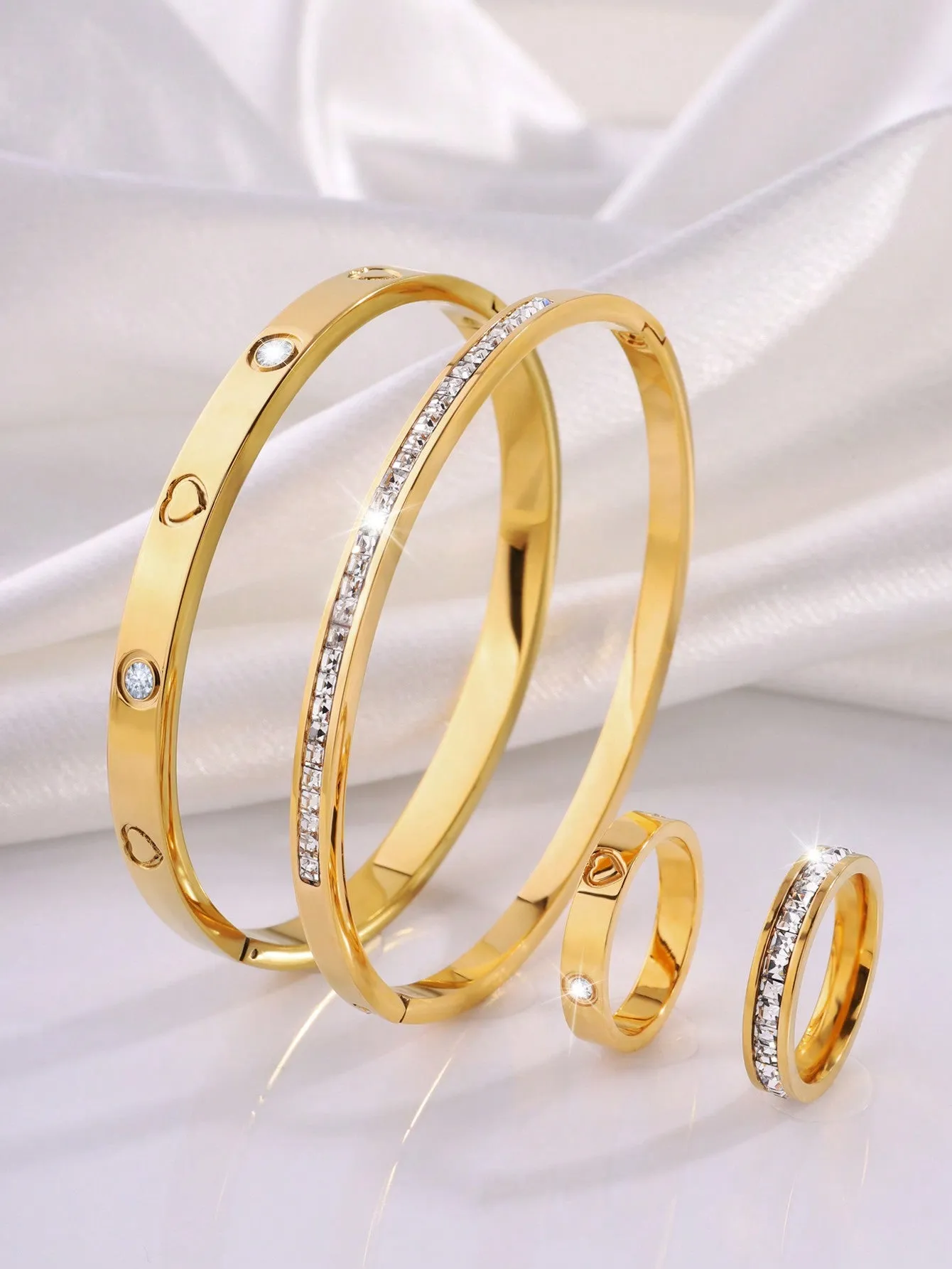 4Pcs Stainless Steel Love Bangle Rings