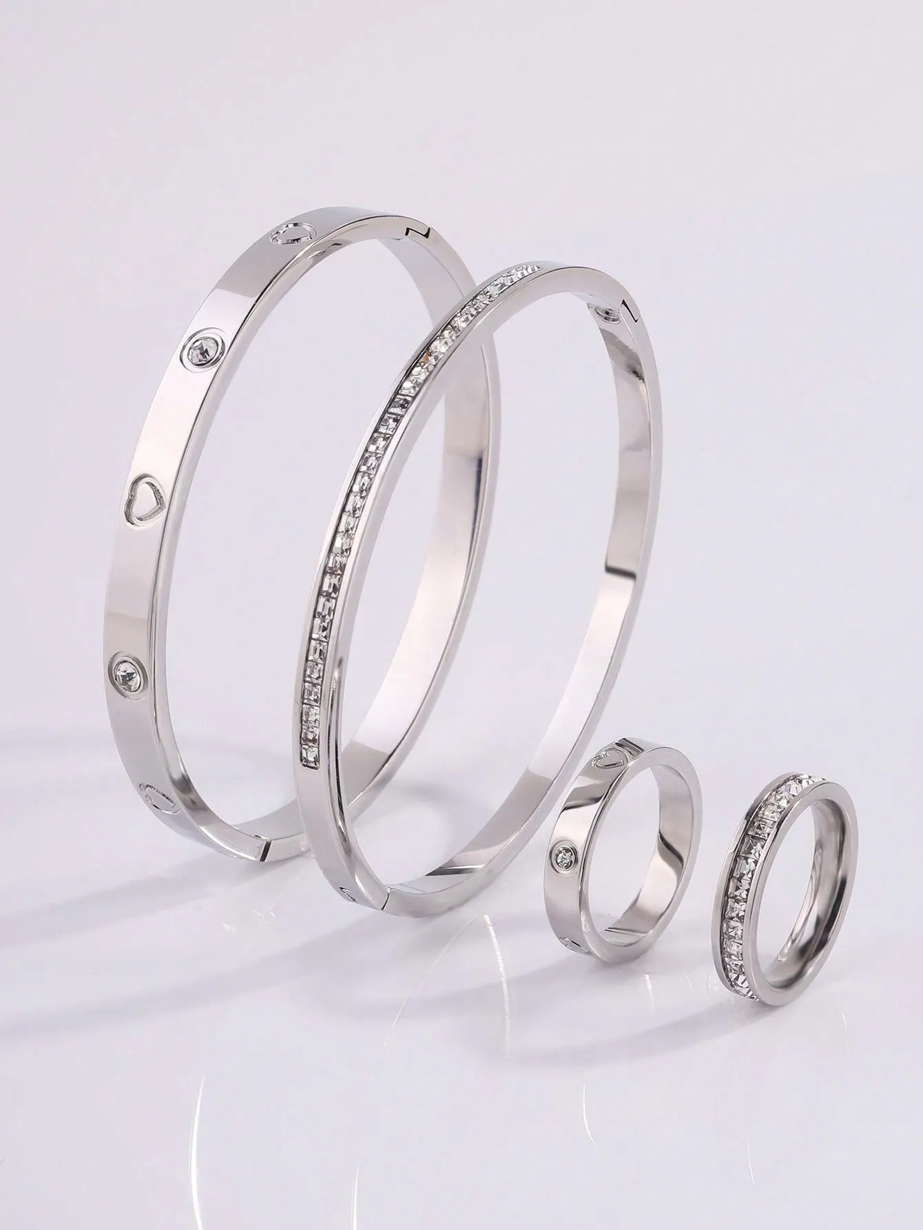 4Pcs Stainless Steel Love Bangle Rings