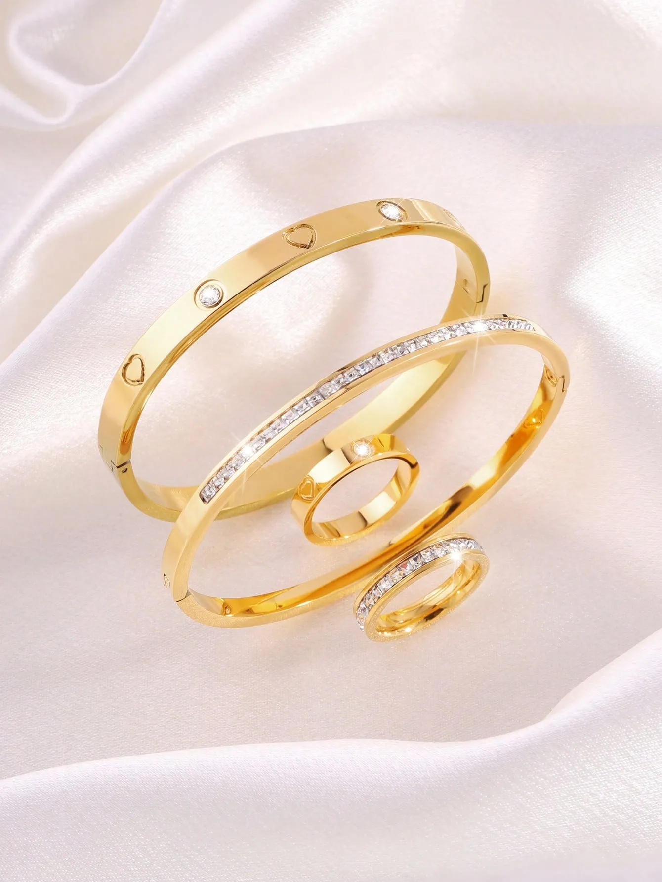 4Pcs Stainless Steel Love Bangle Rings