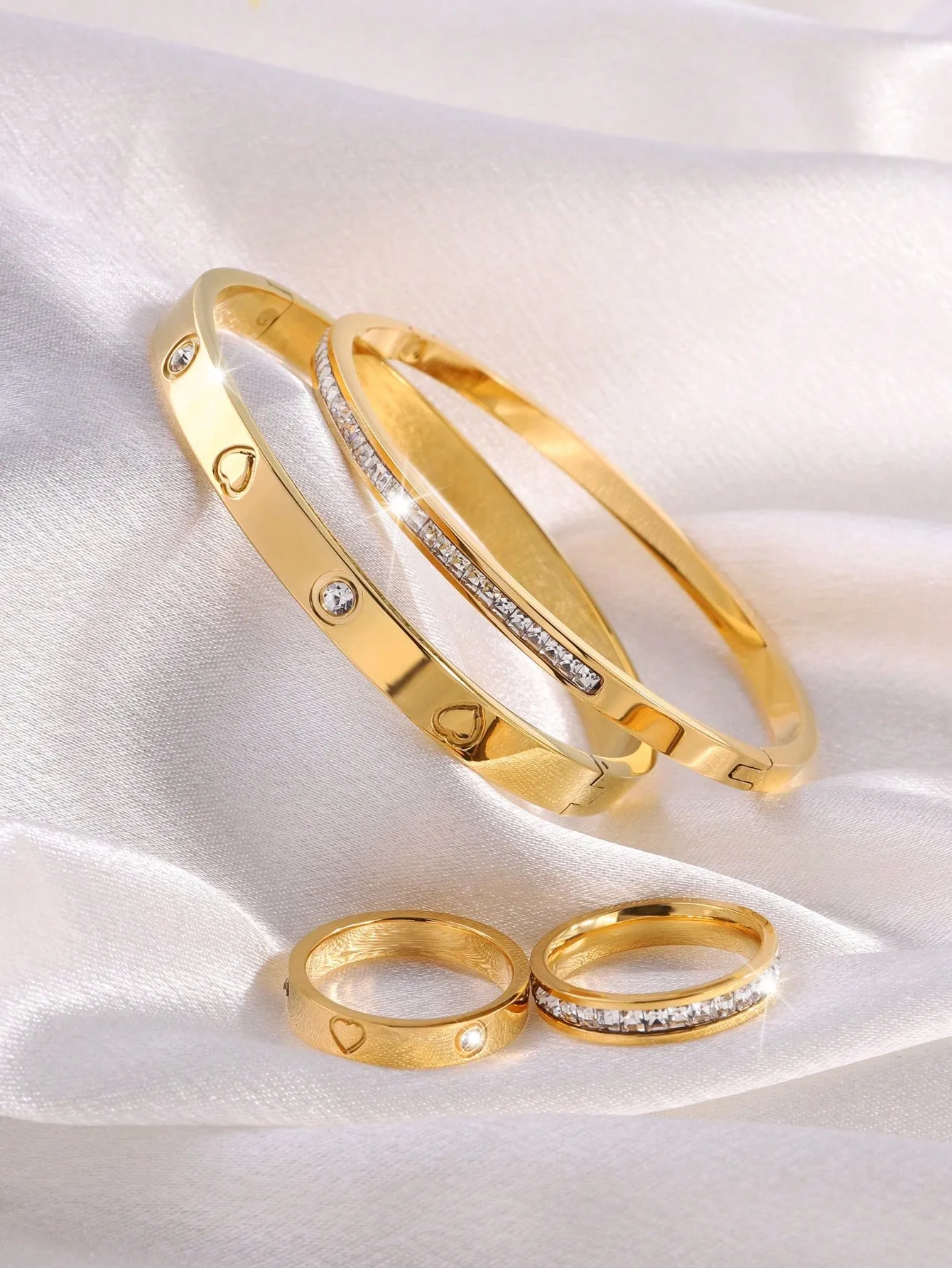4Pcs Stainless Steel Love Bangle Rings