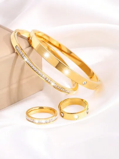 4Pcs Stainless Steel Love Bangle Rings