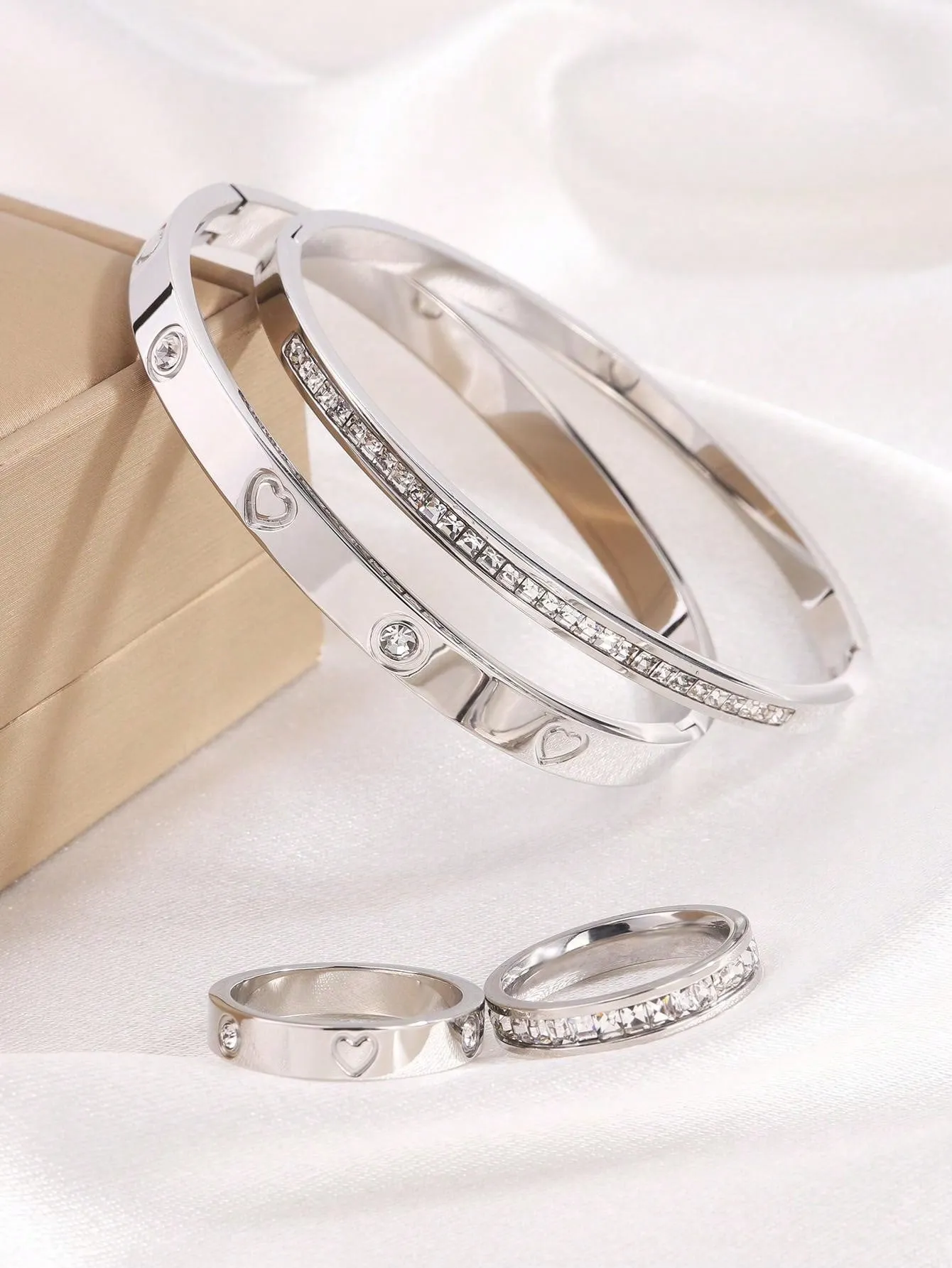 4Pcs Stainless Steel Love Bangle Rings