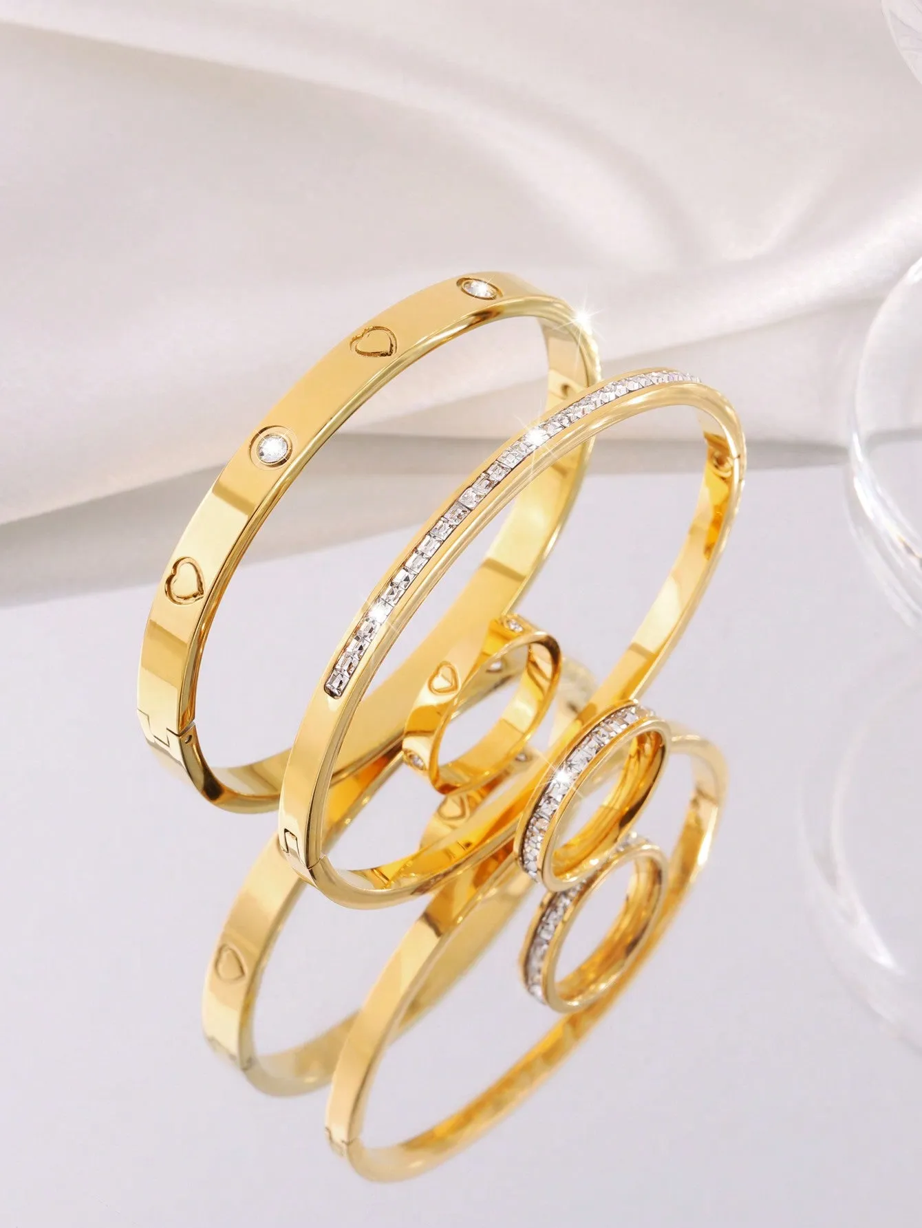 4Pcs Stainless Steel Love Bangle Rings