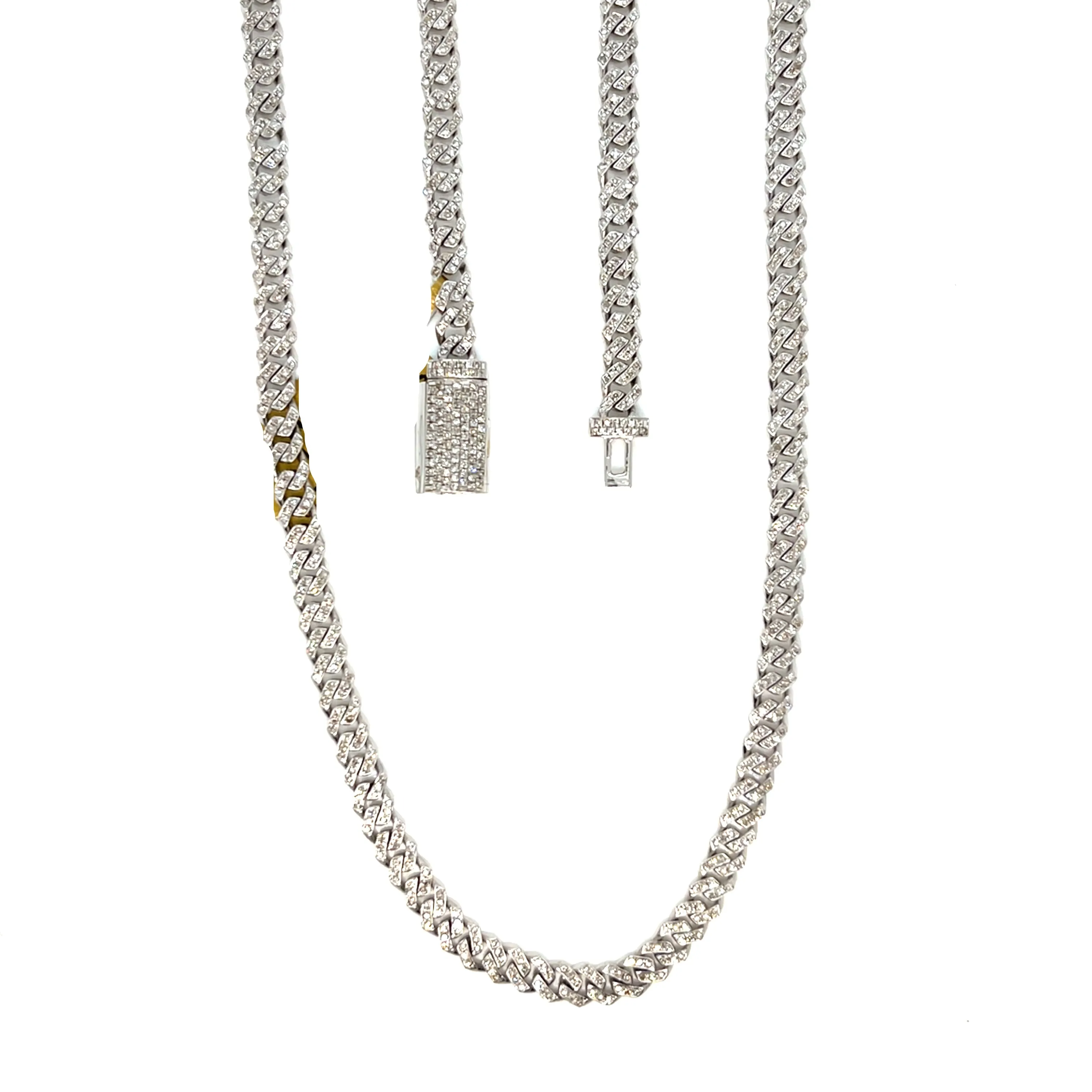 5.3mm Miami Cuban Link Iced out 10k White Gold Unisex 22" Necklace Chain - SNK21495