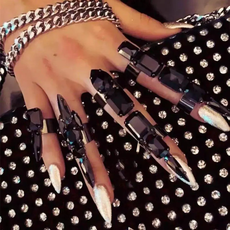 5PCS/SET Rhinestone Open Rings