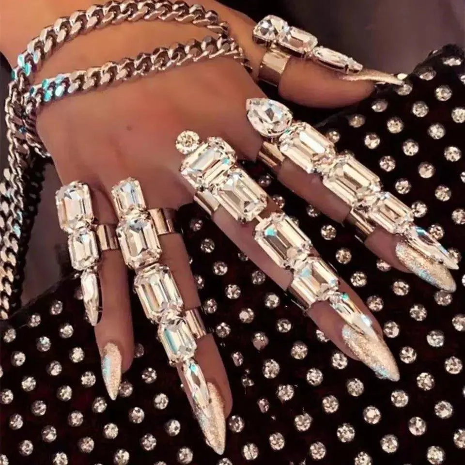 5PCS/SET Rhinestone Open Rings