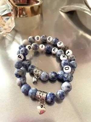 6.5" Como to Capri Kids Matte Sodalite "Best Friend" Bracelet Duo