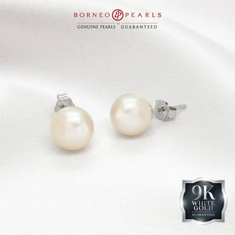 7-8mm Round Pearl Studs [9K/925]