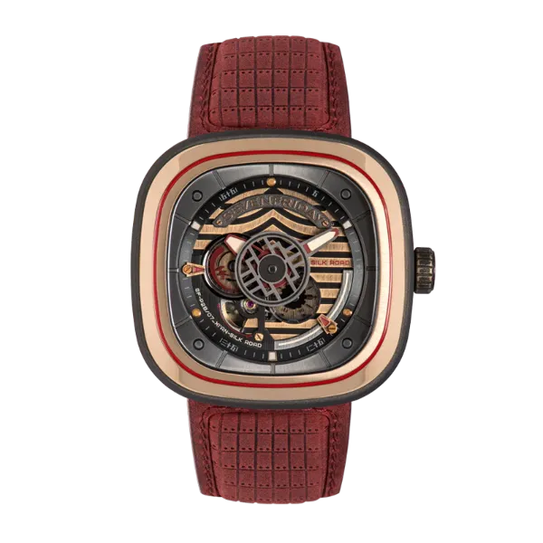 7Friday Red Leather Strap Rose Gold Dial Automatic Watch for Gents - P2B/07-S318