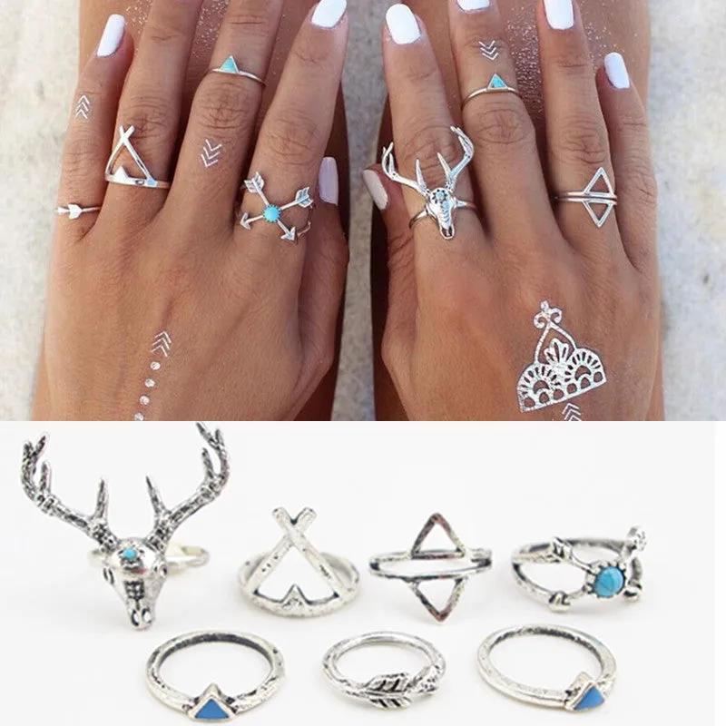 7PCS\SET Bohemian Rings