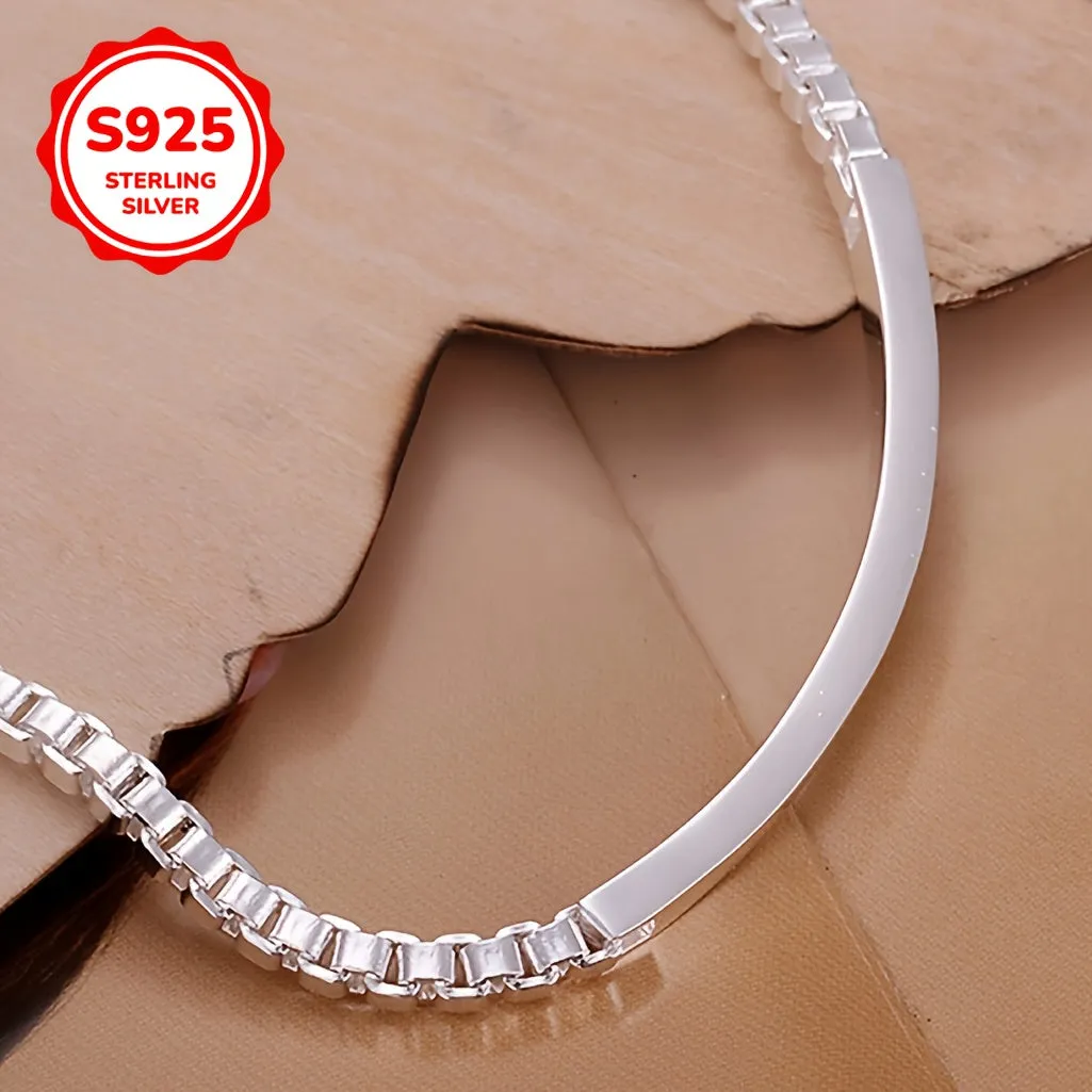 925 Silver Couples Bracelet Set with CZ Accents, Engraving, Perfect for Gifting