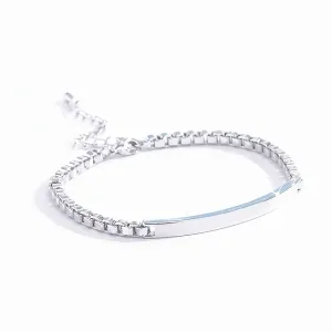 925 Silver Couples Bracelet Set with CZ Accents, Engraving, Perfect for Gifting