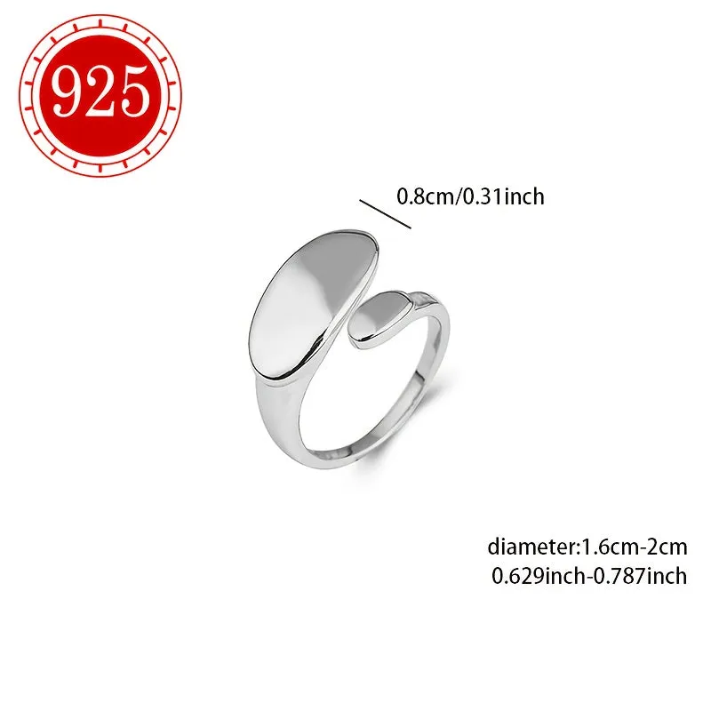 925 Silver Geometric Irregular Glossy Rings