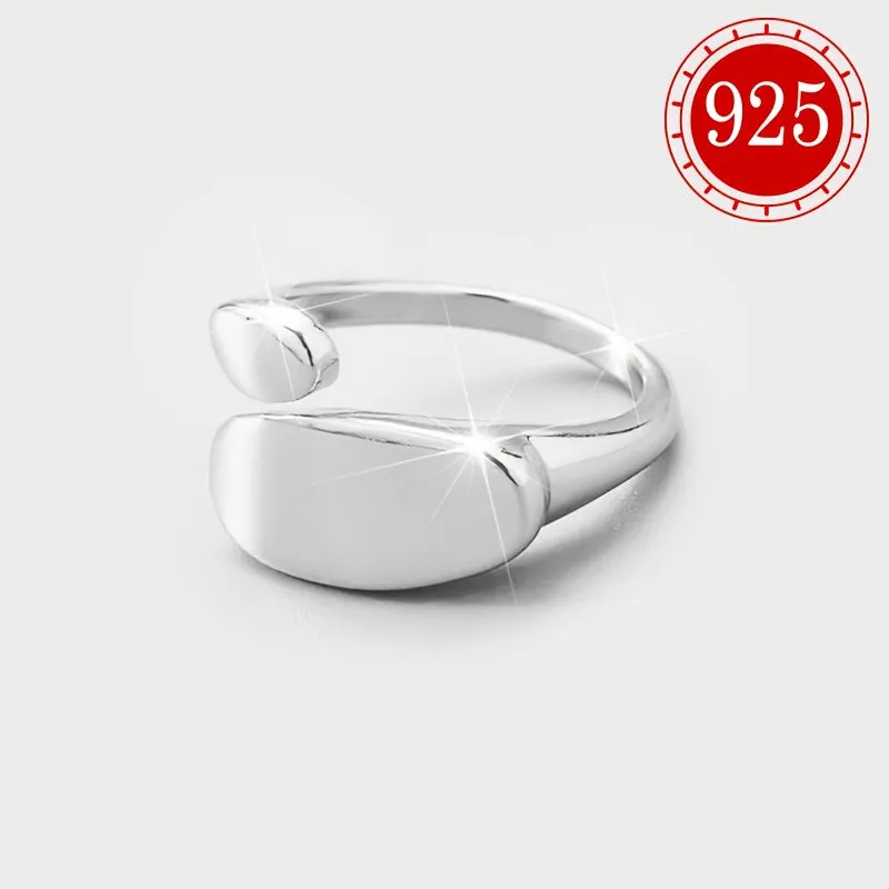 925 Silver Geometric Irregular Glossy Rings