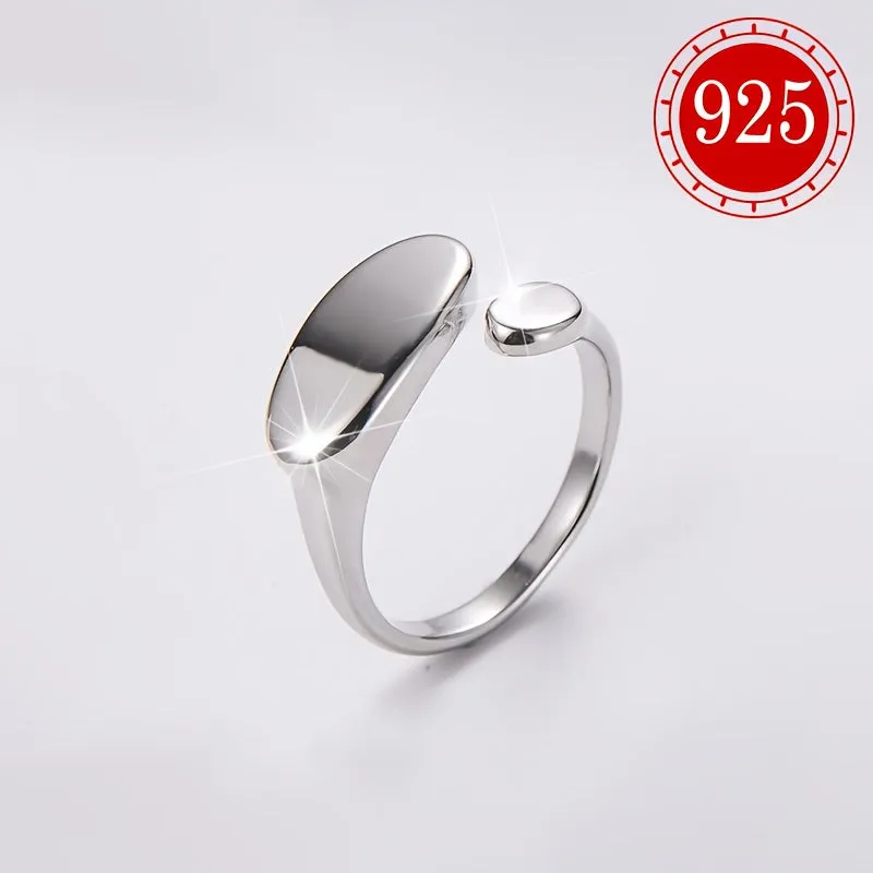 925 Silver Geometric Irregular Glossy Rings