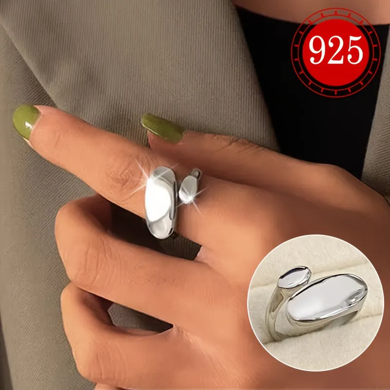 925 Silver Geometric Irregular Glossy Rings