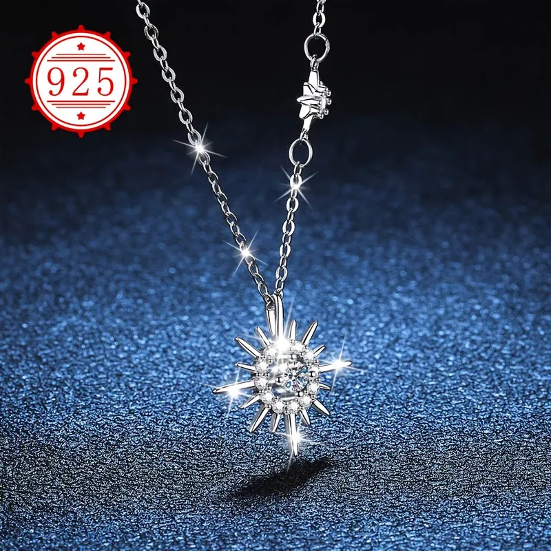 925 Silver Hypoallergenic Sunflower Necklace with Six Pointed Star