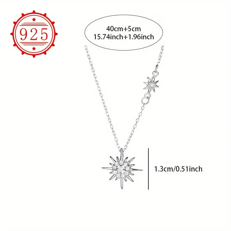 925 Silver Hypoallergenic Sunflower Necklace with Six Pointed Star