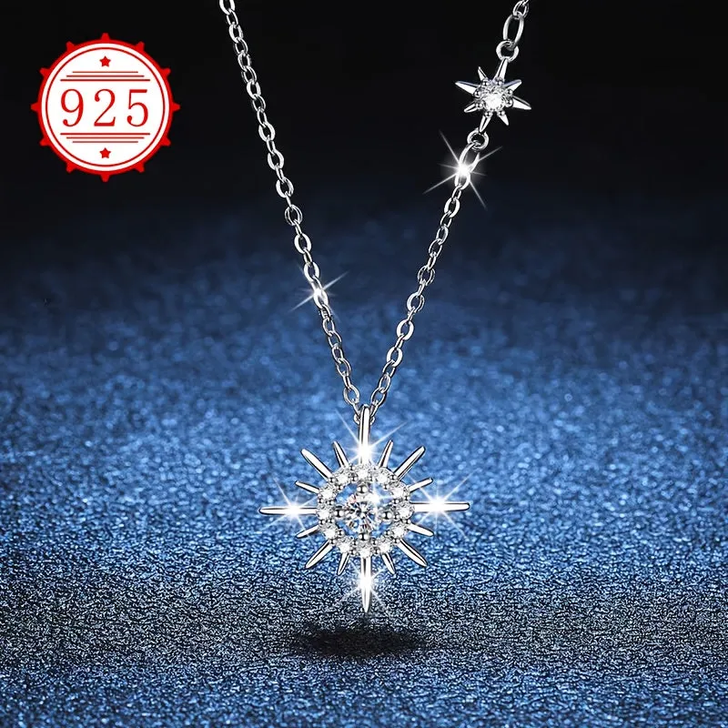 925 Silver Hypoallergenic Sunflower Necklace with Six Pointed Star