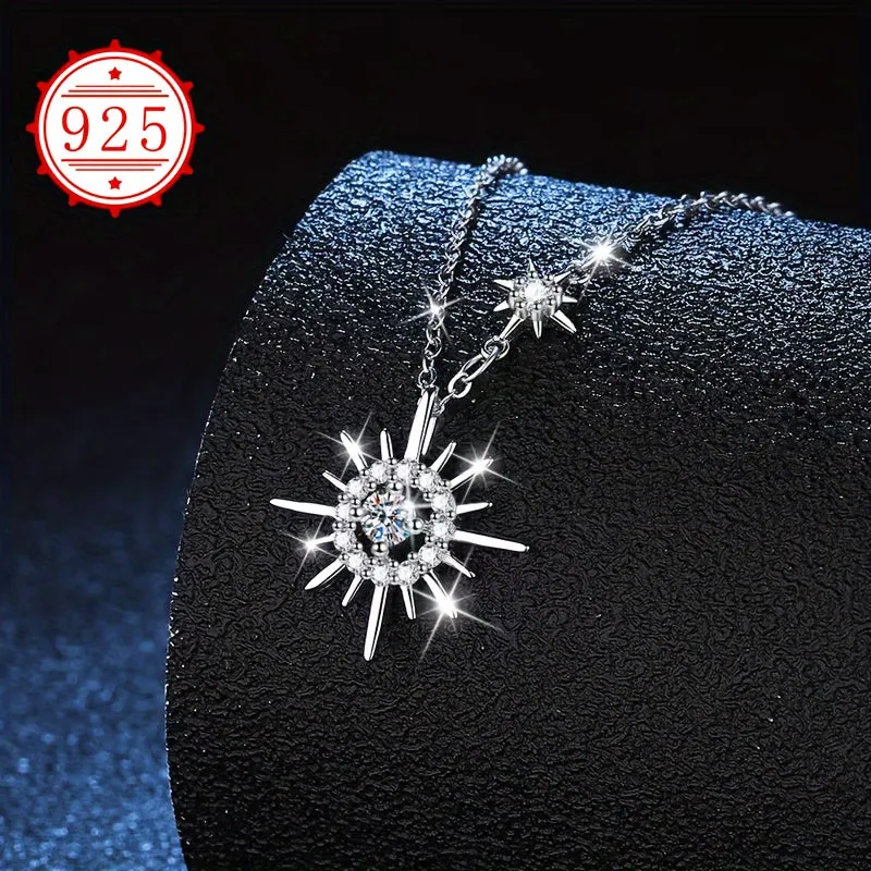 925 Silver Hypoallergenic Sunflower Necklace with Six Pointed Star