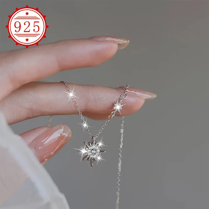 925 Silver Hypoallergenic Sunflower Necklace with Six Pointed Star