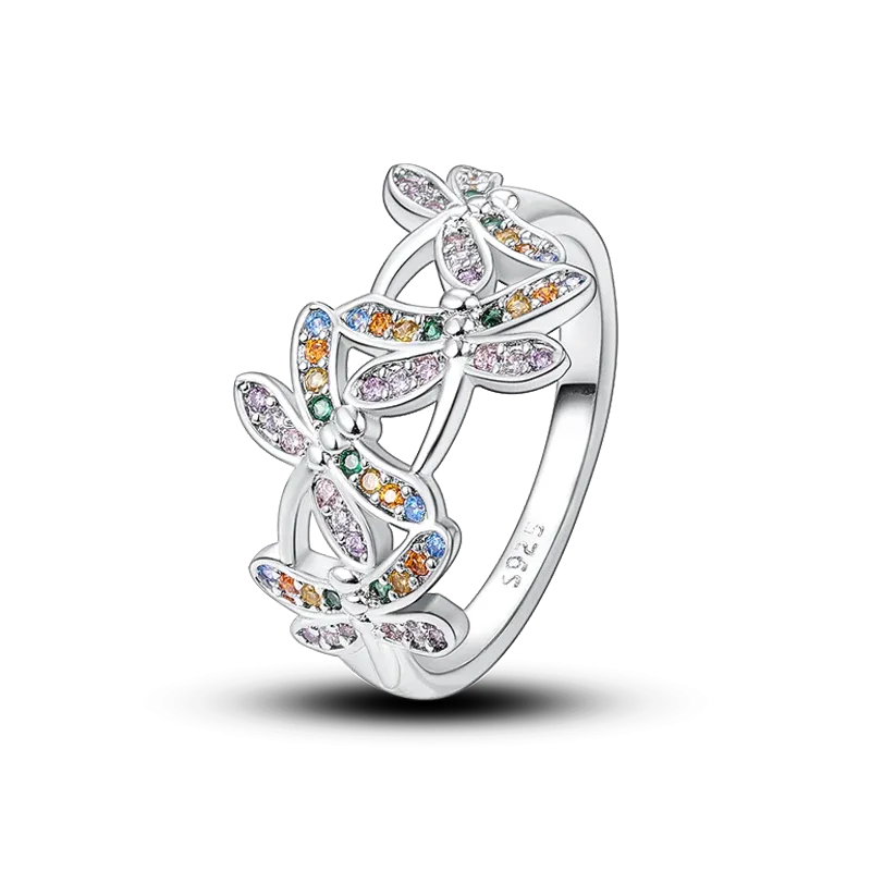 925 Sterling Silver Geometric Butterfly Cocktail Women Ring