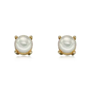 9ct Gold Pearl Birthstone Stud Earrings (June)