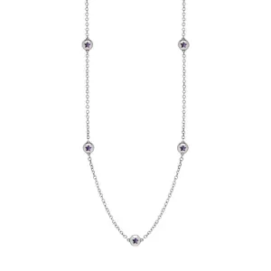 9ct White Gold Blue John Star Link Disc Chain Necklace