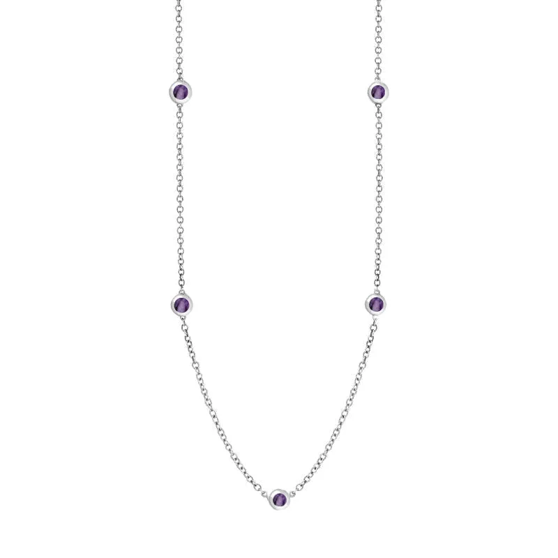 9ct White Gold Blue John Star Link Disc Chain Necklace