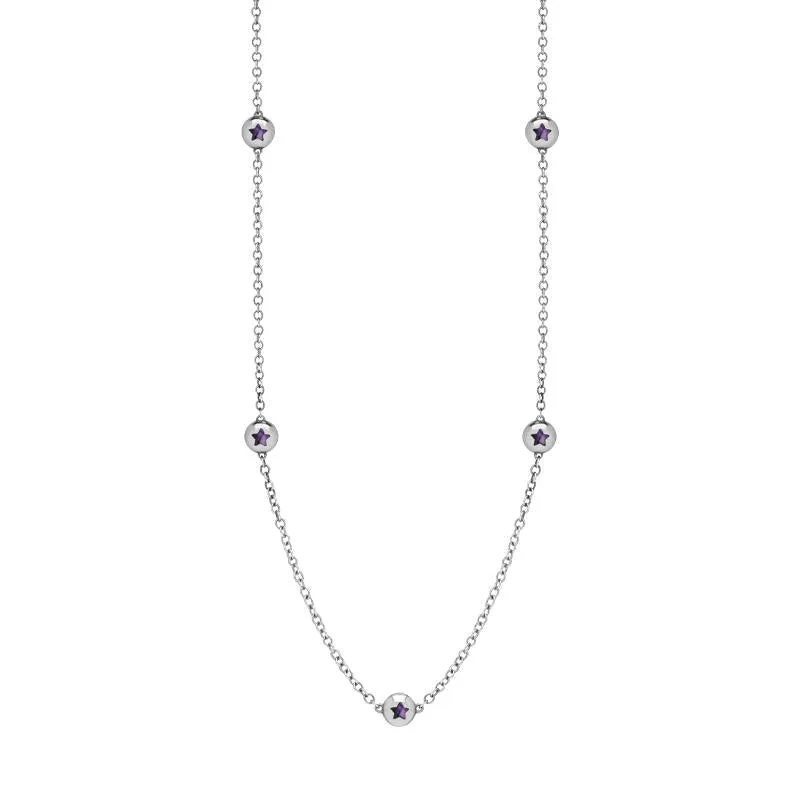 9ct White Gold Blue John Star Link Disc Chain Necklace