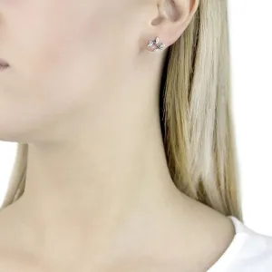 9ct White Gold Diamond Vine Stud Earrings