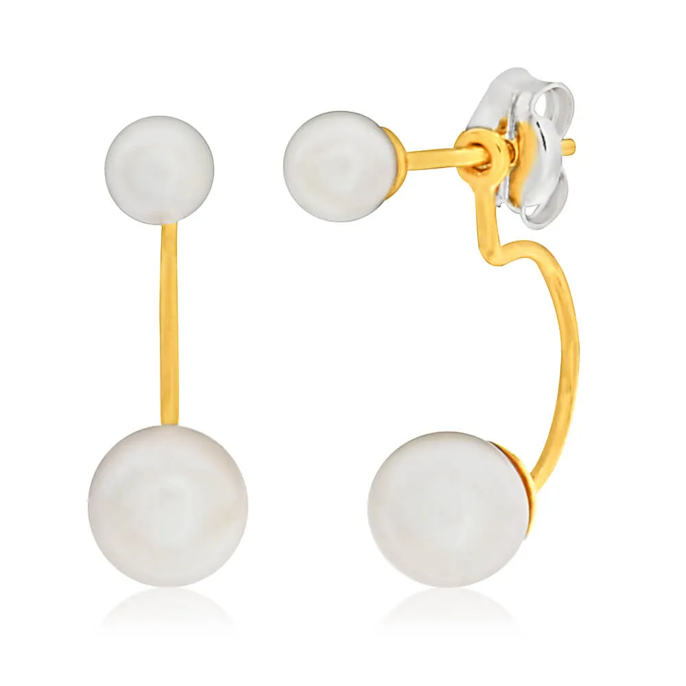 9ct Yellow Gold Alluring Pearl Stud Earrings