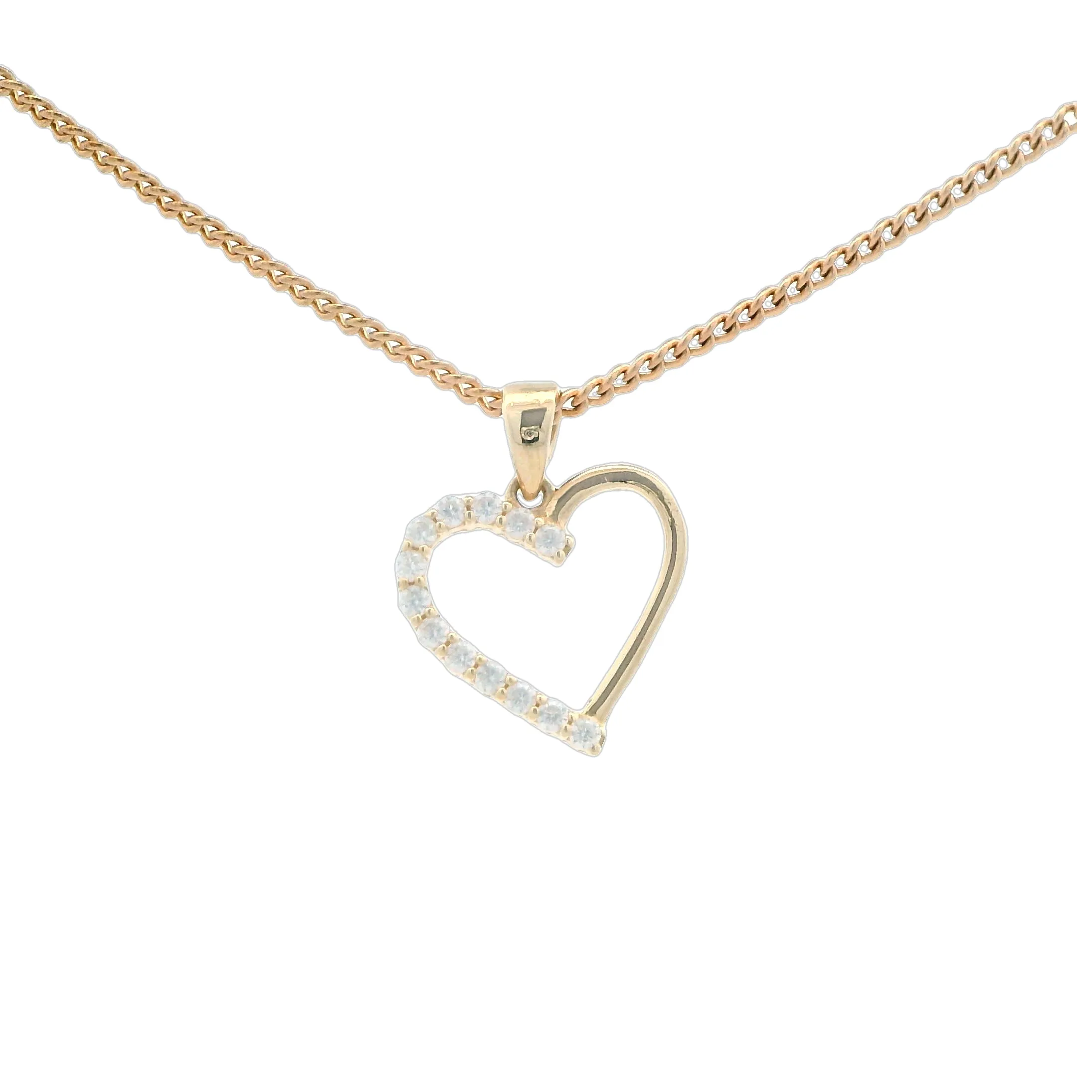 9ct Yellow Gold Heart Pendant with Cubic Zirconia GPEN112