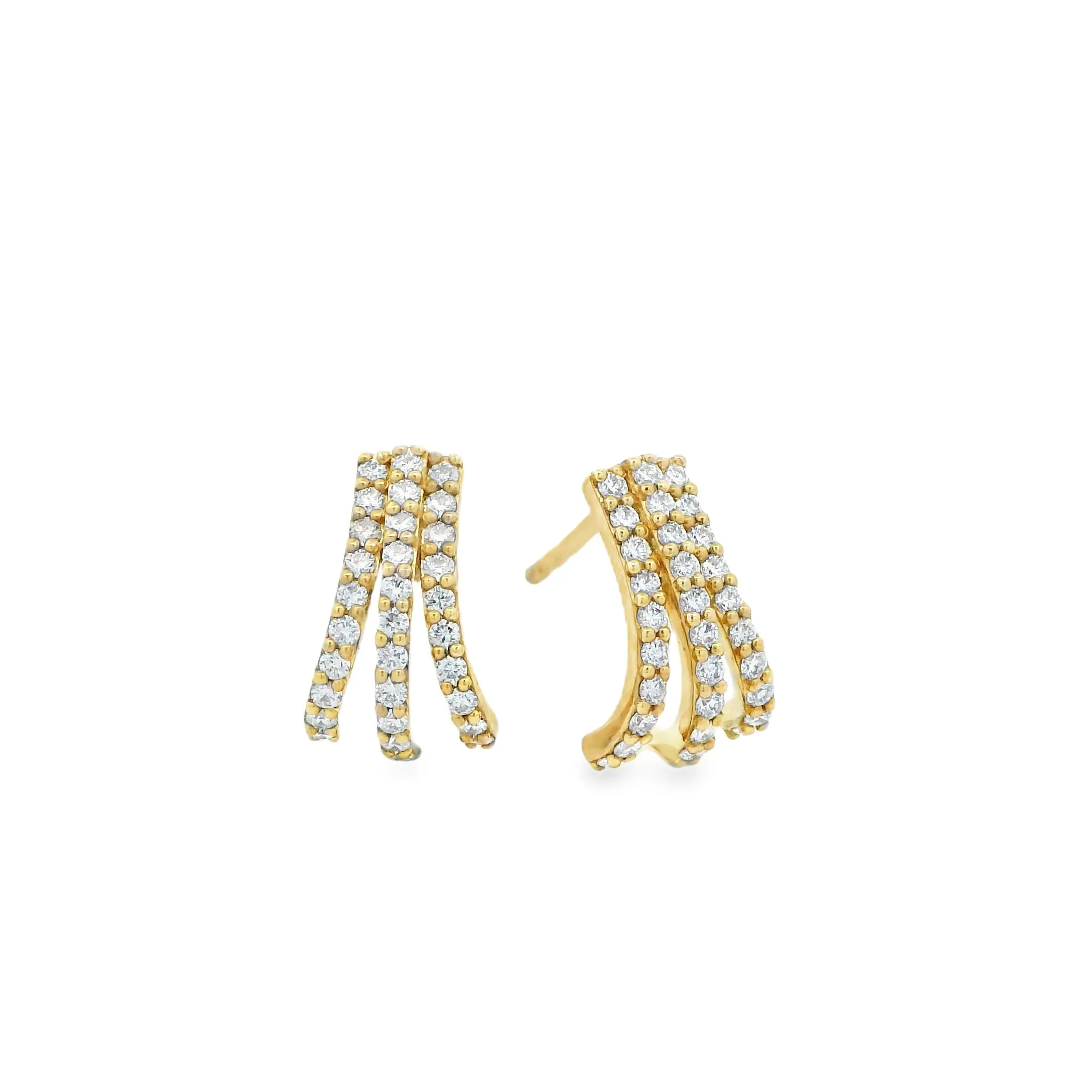 9ct Yellow Gold Lab Grown Diamond Multi Row Stud Earrings TDW= 0.55ct approx