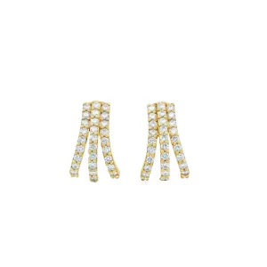 9ct Yellow Gold Lab Grown Diamond Multi Row Stud Earrings TDW= 0.55ct approx