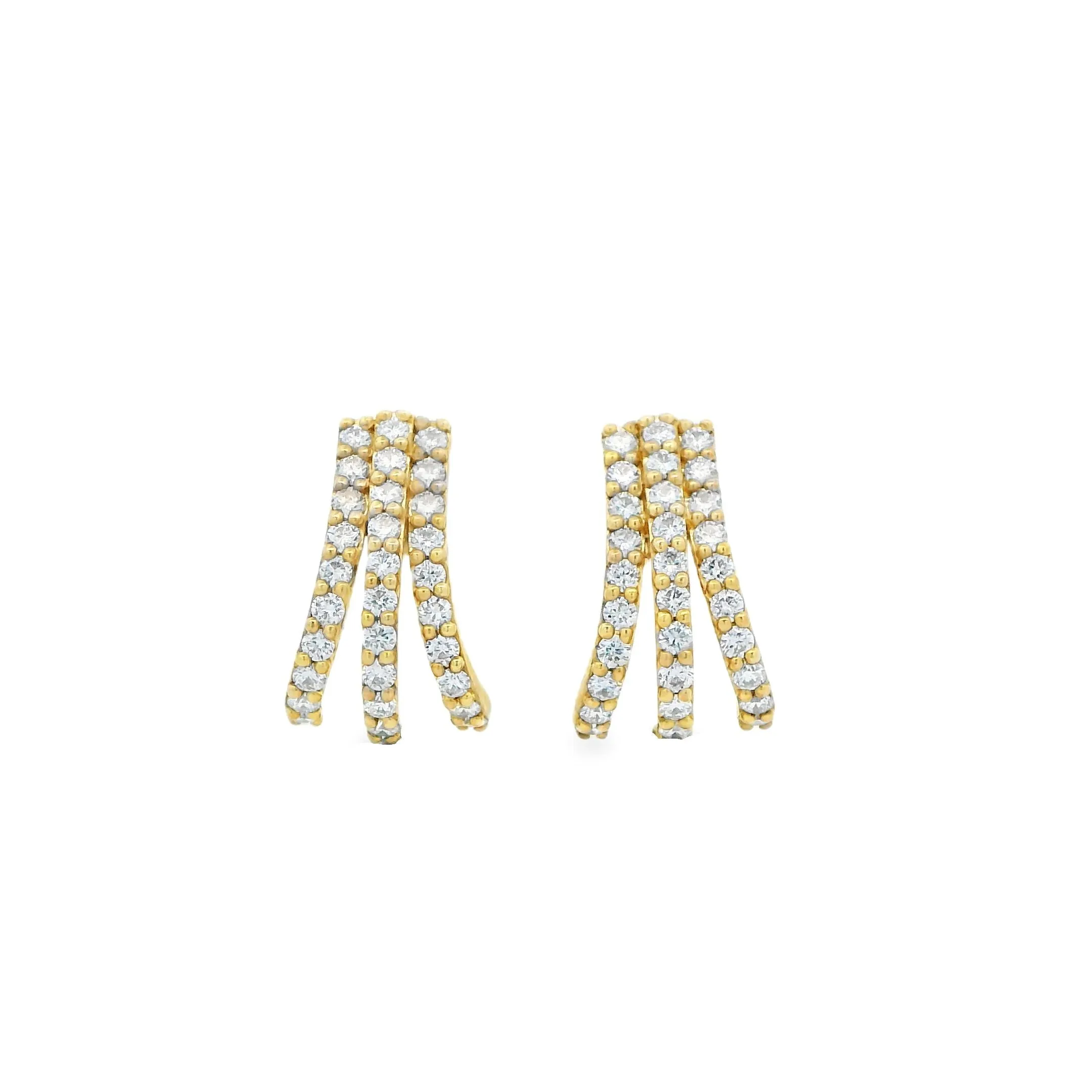 9ct Yellow Gold Lab Grown Diamond Multi Row Stud Earrings TDW= 0.55ct approx