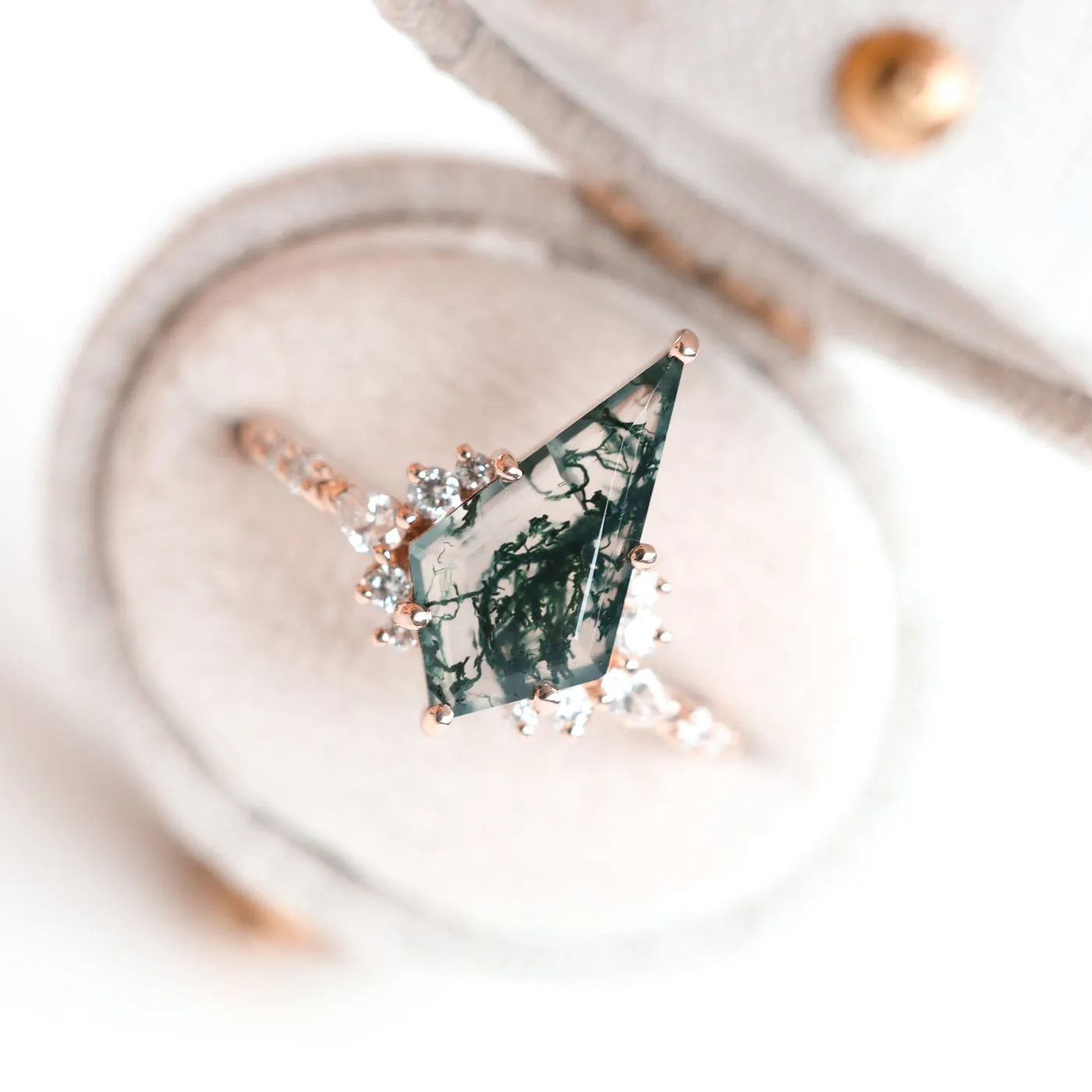 Abigail Kite Moss Agate and Diamond Ring Set