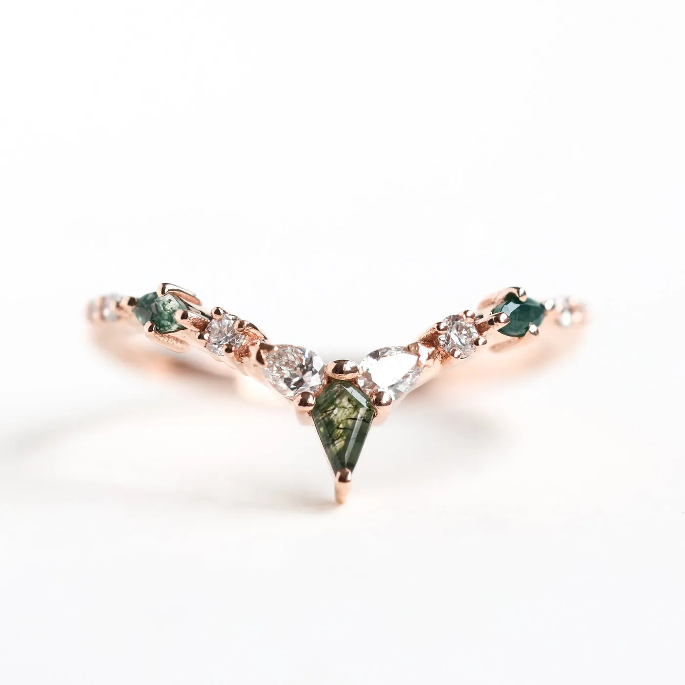 Abigail Kite Moss Agate and Diamond Ring Set