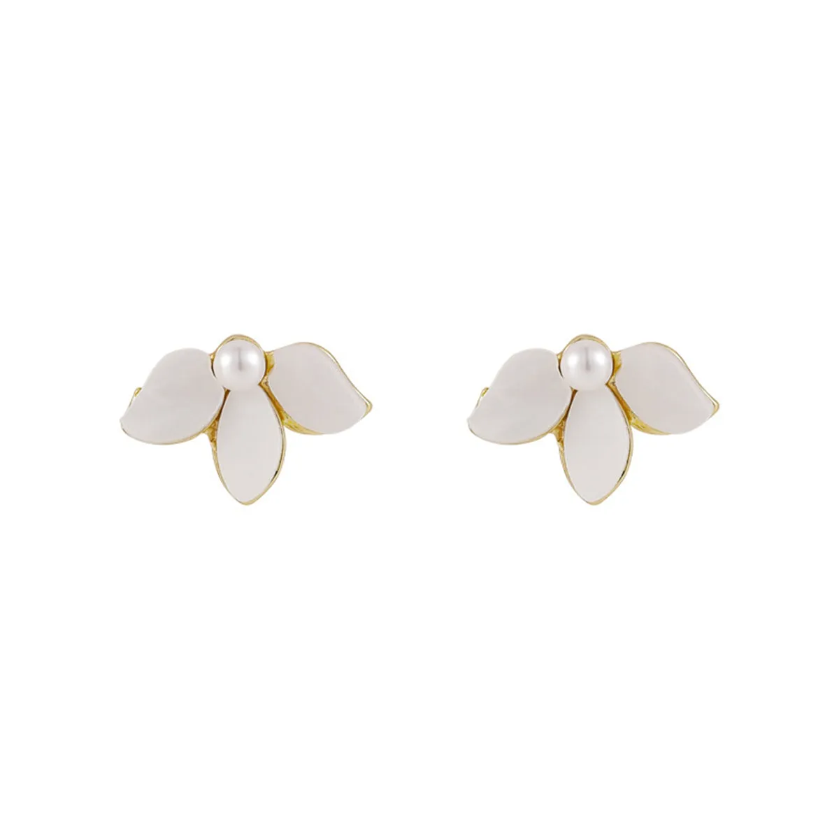 Acrylic & Pearl Petal Stud Earring
