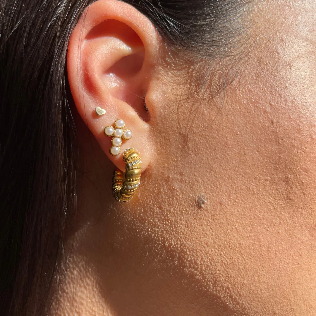 Adeline Pearl &CZ Crystal Stud