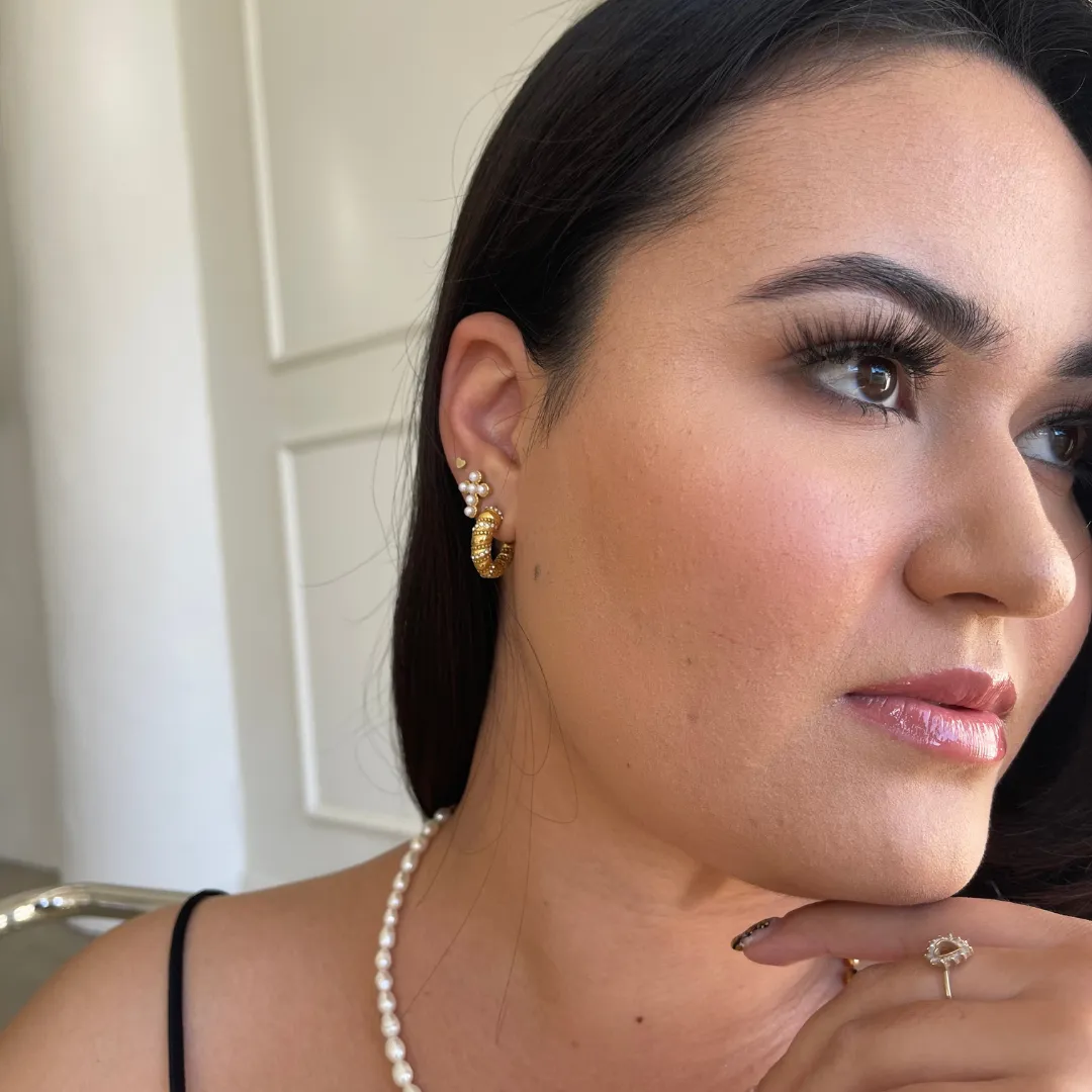 Adeline Pearl &CZ Crystal Stud